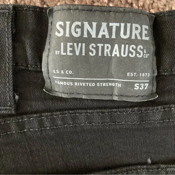 Signature Levi Strauss Denim Black Jeans Size S37 Slim W40 L30